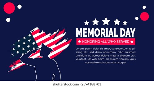 Usa Memorial Day - Remember and Honor Poster. American national holiday. suitable for placard, background,Greeting Card, Poster design template with text inscription, standard Social Media Post.