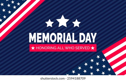 Usa Memorial Day - Remember and Honor Poster. American national holiday. suitable for placard, background,Greeting Card, Poster design template with text inscription, standard Social Media Post.