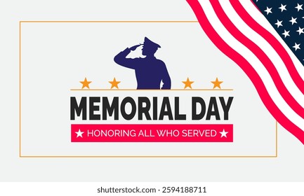 Usa Memorial Day - Remember and Honor Poster. American national holiday. suitable for placard, background,Greeting Card, Poster design template with text inscription, standard Social Media Post.