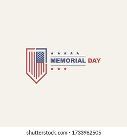 USA Memorial Day in traditional colors. Abstract background with the flag of America. Template for holiday card, banner, flyer. Vector illustration
