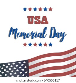USA Memorial Day. Vector Happy Memorial Day card. Remember and honor. Festive poster or banner with hand lettering. National american holiday