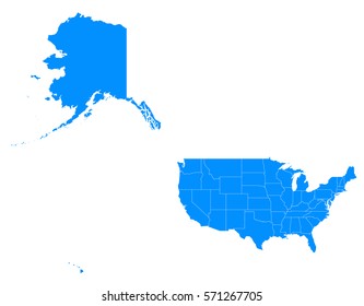 usa Mercator blue map