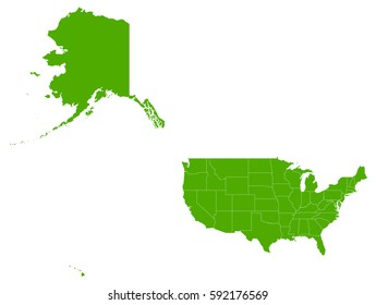 usa Mercator green map