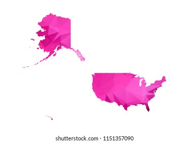 USA Mercator Map - Abstract geometric rumpled triangular low poly style gradient graphic on white background , line dots polygonal design for your. Vector illustration