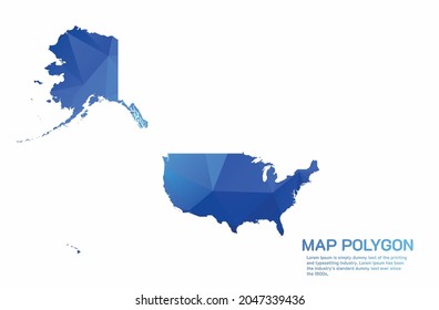 USA Mercator Map Abstract geometric rumpled triangular low poly style gradient graphic on white background