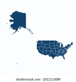 USA Mercator map color vector modern. Silhouette map. on white background. 