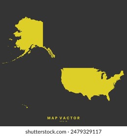 USA Mercator map golden yellow color High Detailed on gray background. Abstract design vector illustration eps 10