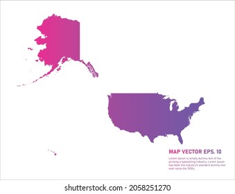 USA Mercator map gradient color . on white background. 