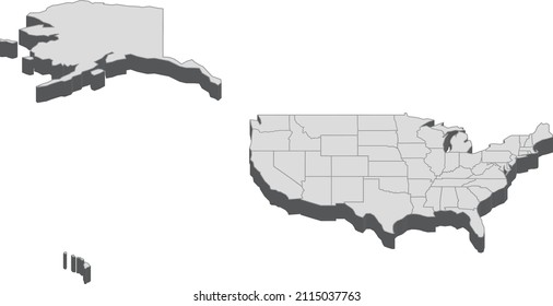 Usa Mercator map isolated on a white background.