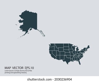 USA Mercator map vector, isolated on gray background