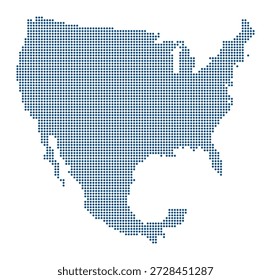 EUA e México Mapa vetorial pontilhado azul para Nearshoring e corredores comerciais