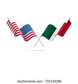 USA and Mexico flags. Vector illustration.