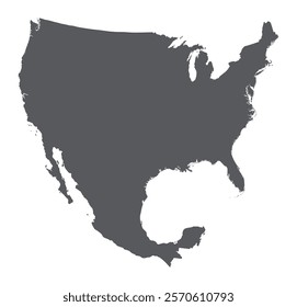 USA and Mexico map. Map of US and Mexico border in grey color