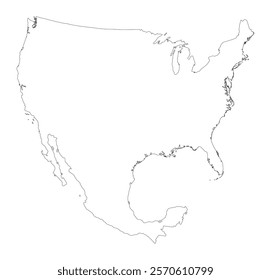 USA and Mexico map. Map of US and Mexico border in white color