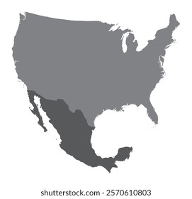 USA and Mexico map. Map of US and Mexico border in color