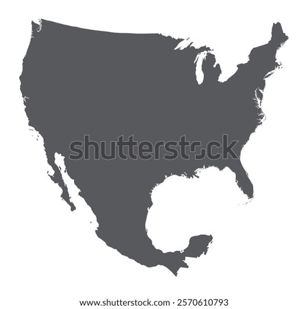 USA and Mexico map. Map of US and Mexico border in grey color