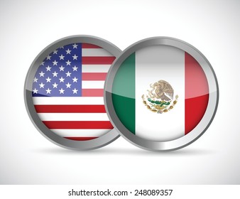 usa and mexico union seals illustration design over a white background