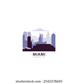 USA Miami logo with skyline, cityscape retro vector icon. United States of America, Florida city horizon, facade, travel logotype