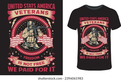 USA Military T shirt design, Veteran Graphic T shirt Design Vector. usa, T shirt, military, freedom, flag, army, memorial, Veteran T Shirt Design