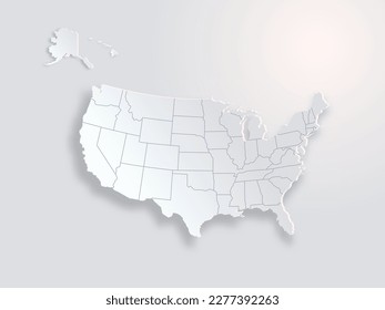 Mapa moderno de EE.UU. con estados federales de fondo gris