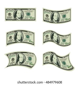 USA money. Set of dollars. Developing cash of various shapes
