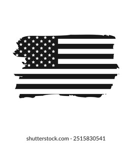 USA monochrome flag isolate on white background.