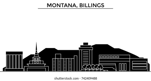 Usa, Montana, Billings architecture vector city skyline, travel cityscape with landmarks, buildings, isolated sights on background