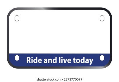 USA motorcycle licence ride and live today license plate over a white background