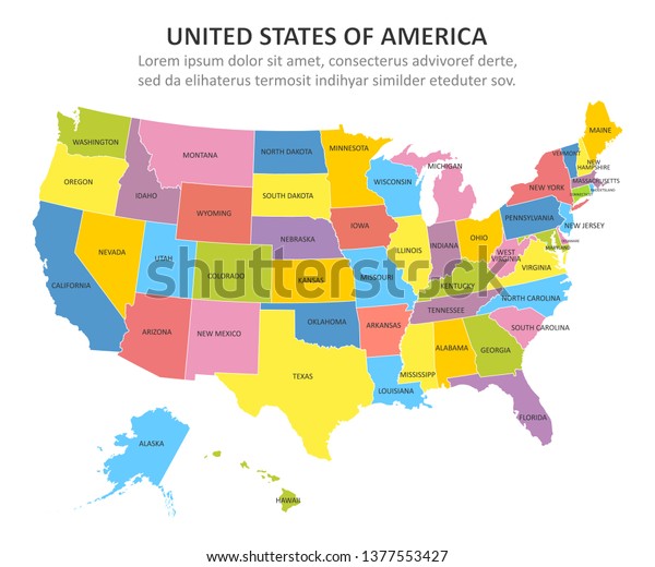 Usa Multicolored Map States Vector Illustration Stock Vector (Royalty ...