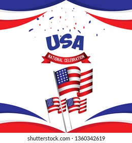 USA National Celebration Poster Vector Template Design Illustration