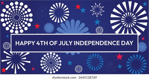 USA National Day Celebration colorful banner poster and card. blue background with new decoration elements. 4 July Independence Day festival. eps vector illustration. Happy Independence Day.