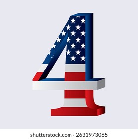 USA National Flag, 4 Shape American Flag Vector, Flag of USA Independence Day 