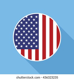 USA national flag flat icon. American state banner clipped inside circle. Sign of star-spangled standard. Vector illustration in eps8 format.