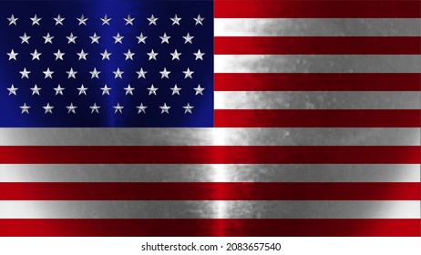 USA national flag. Flat image vector with metallic look. 3d shadow and light on surface.