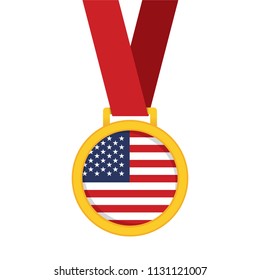 USA national flag gold first place winners medal.