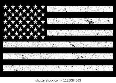 USA National Flag Grunge Black and White. Vector.