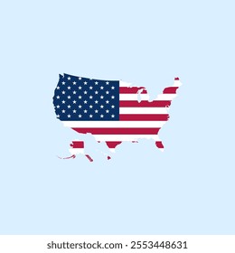 USA national flag map design illustration of USA country flag inside the map vector.