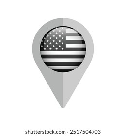 USA national flag navigation pin location icon isolated on white. Vector illustration