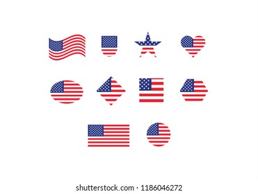 USA national flag set country flag state symbol United states