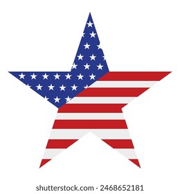 Diseño del elemento gráfico de la estrella de la bandera nacional de Estados Unidos para el día de la conmemoración. Ilustración vectorial.