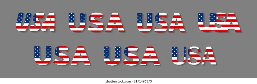 USA National Flag Style Font Letters Vector Illustration