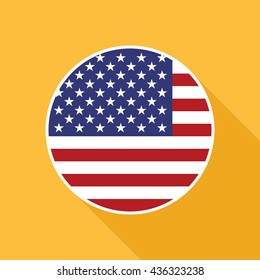 USA national flag vector flat icon. American national banner clipped inside circle. Sign of star-spangled standard. Vector illustration in EPS8 format.