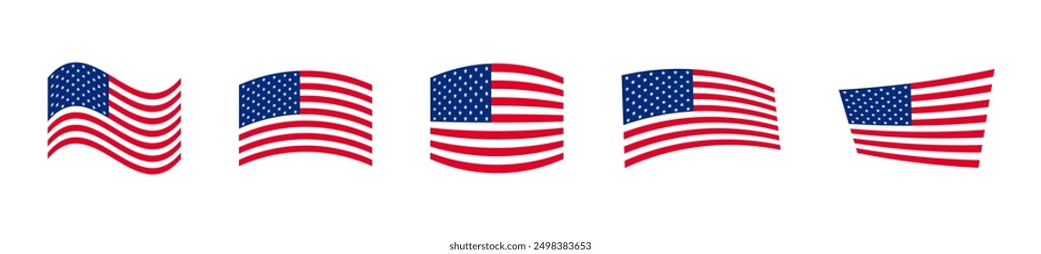 USA national flag vector set. American country symbol collection.