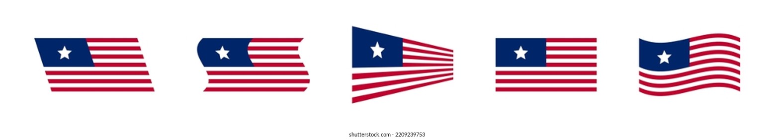 USA national flags. USA flag icon set. United States of America national flag. United states flag collection. USA symbols. EPS 10