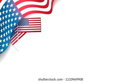 USA national flags isolated on white background. Patriotic Symbolic background. Vector illustration