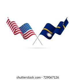 USA and Nauru flags. Vector illustration.