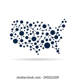 USA Network Map Logo. Concept For Networking, Technology And Connections