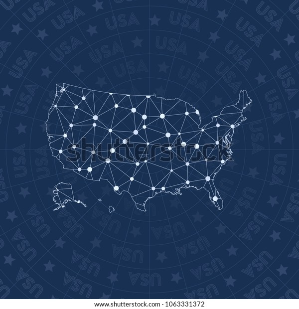 Usa Network Style Country Map Exotic Stock Vector Royalty Free