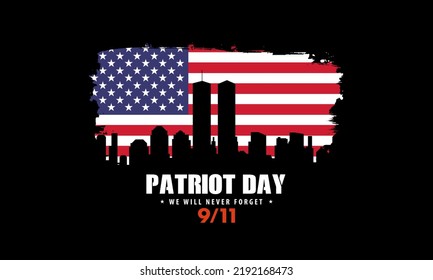 USA Never Forget September 11, 2001. Greeting Card, Banner, Poster. Vector Illustration.