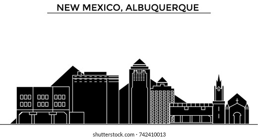 Usa, New Mexico, Albuquerque architecture vector city skyline, travel cityscape with landmarks, buildings, isolated sights on background